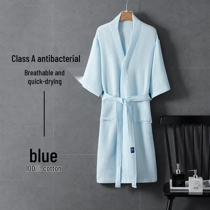 Unisex Quick-Dry Waffle Bathrobe for Home, Hotel, or Spa