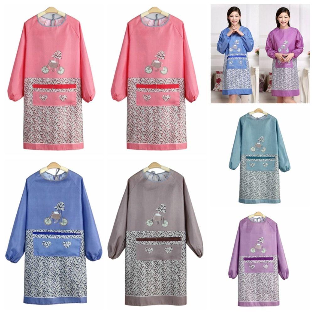 Oil-Proof Long Sleeves Cooking Apron Anti-Dust Cooking Cover Clothing Kitchen Apron Restaurant