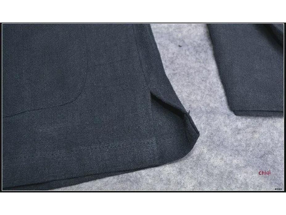 Мужской пиджак с длинными рукавами из хлопка и льна в стиле Тан - весенний пиджак Чжуншань в стиле ретро в китайском стиле