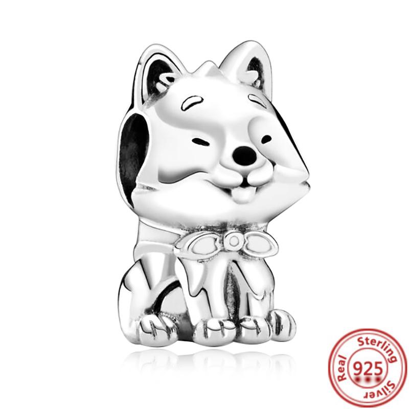 925 медь Милая серия животных Кошка Собака Слон Единорог Птица Подвеска Бусины удачи Подходят для оригинального браслета с шармами Pantaro DIY Циркон