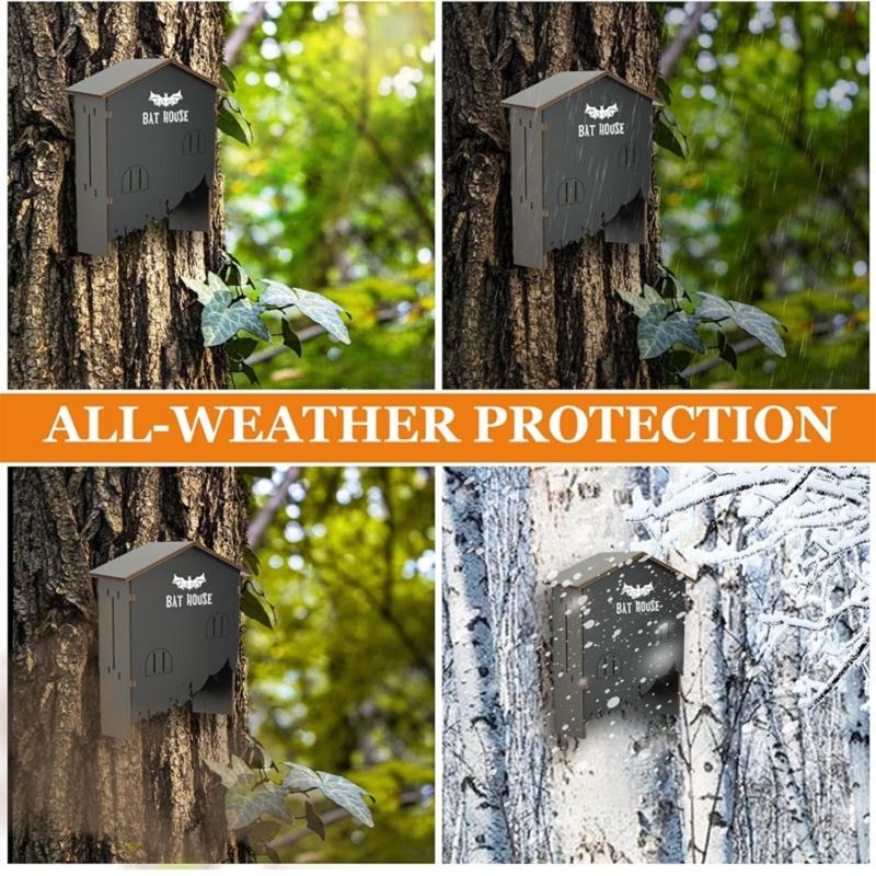 Natural Wood Hanging Bat House For Outdoor Garden Shelter Easyly Install Bat House Outdoor