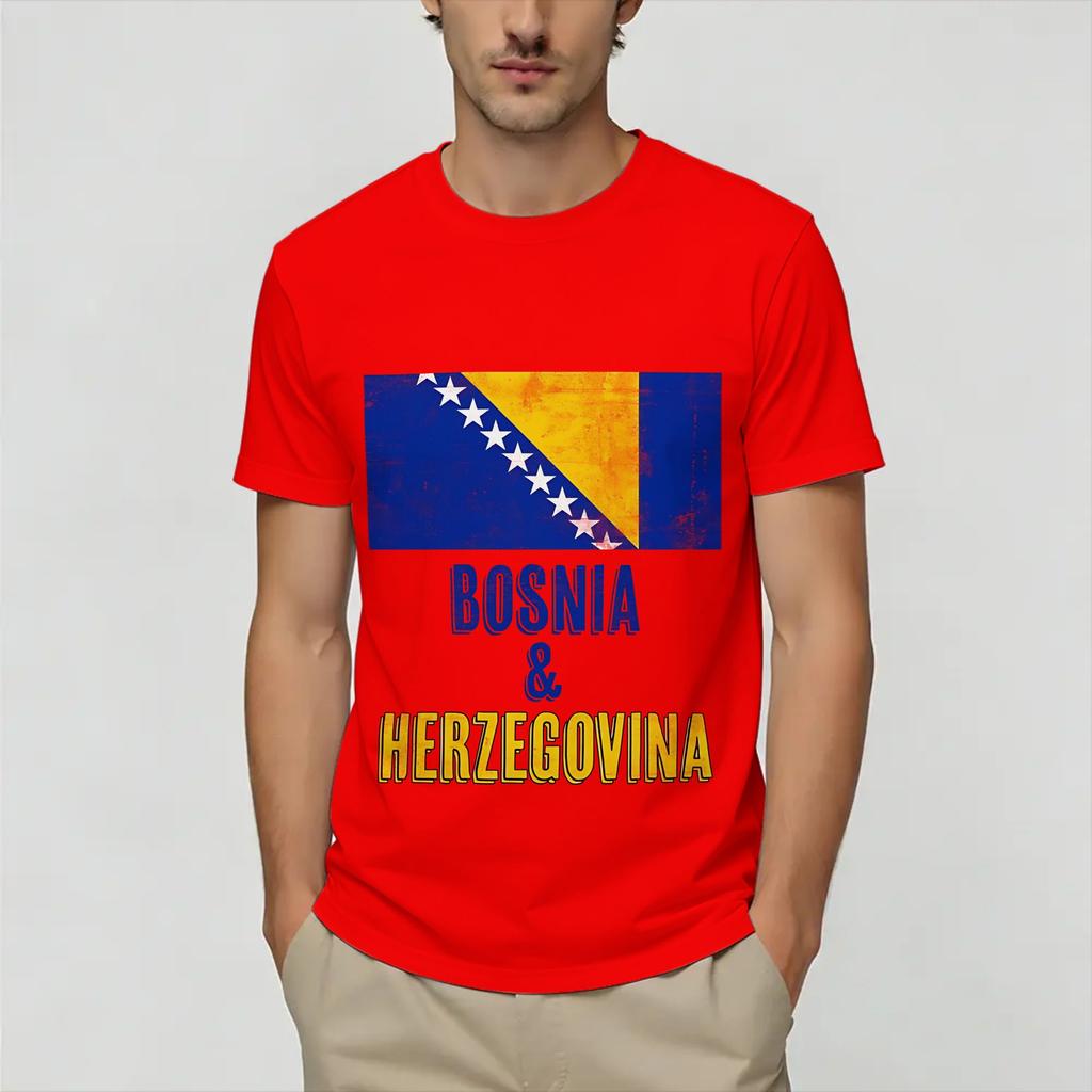 Bosnia and Herzegovina Flag T Shirt Unisex Pure Cotton Fashion TShirts Round Neck Tee Shirt Short Sleeve Clothing Plus Size