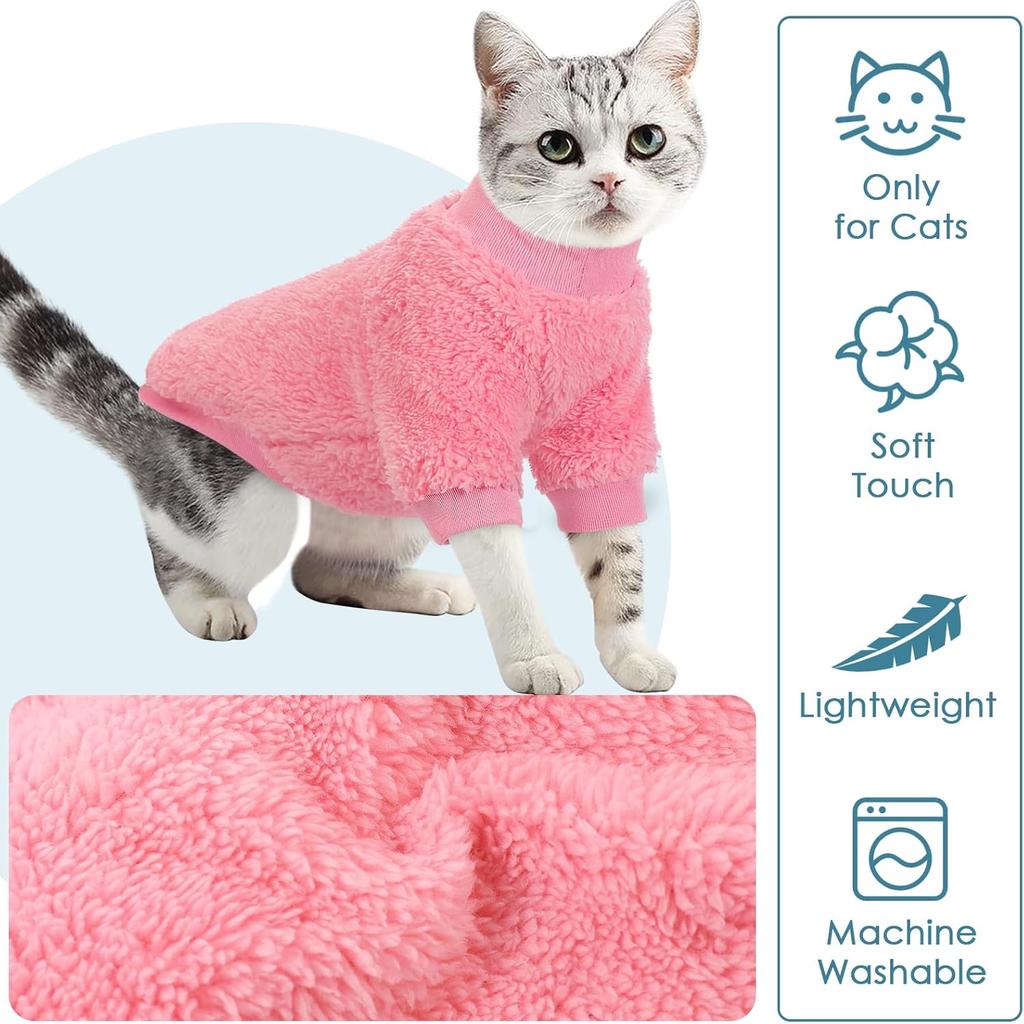 SUNFURA Sphynx Cat Sweater, Hairless Cats Turtleneck Pullover Kitten Sweaters for Cats Only, Warm and Soft Cat Pajamas Shirt with Sleeves Pet Winter