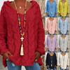 Women Fashion Loose Large Size Solid Color Hood Long Sleeves Sweater Tops