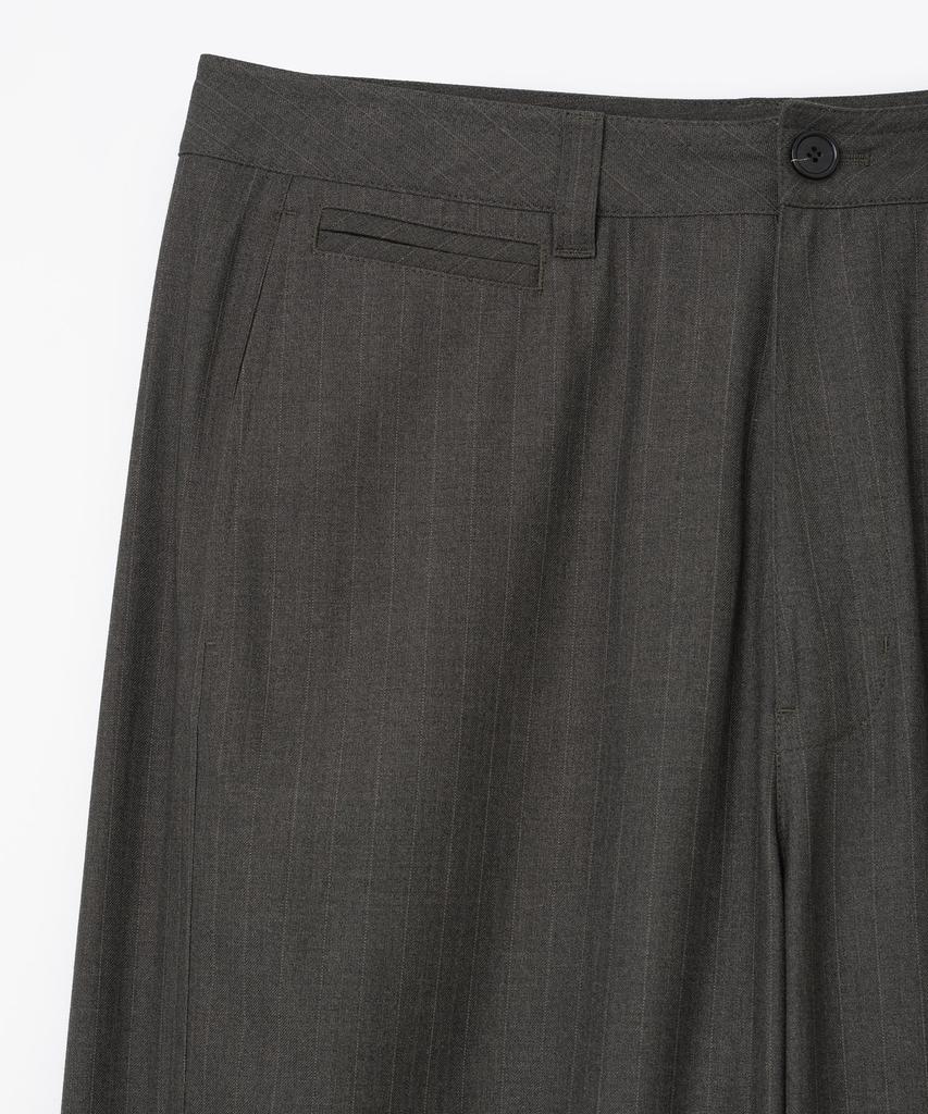 MILLO ARCHIVE [Ma X Derek] Len Stripe Curve Pants [Ash Brown]