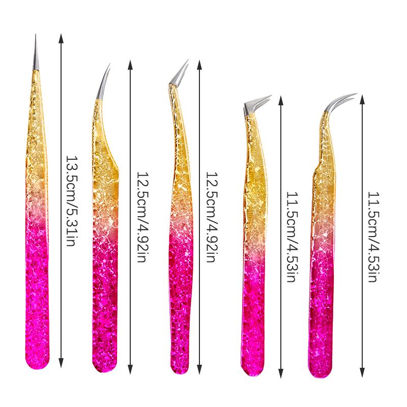 Пинцеты для наращивания ресниц Градиентный цвет Нержавеющая сталь Пинцеты для ресниц Высокоточные Антистатические пинцеты Инструмент для наращивания ресниц