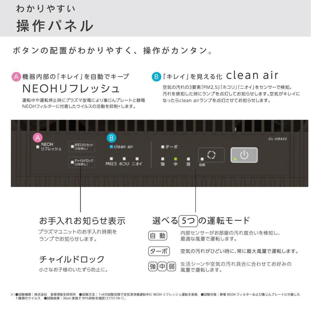 Dainichi Air Purifier Hybrid Type Floor Area Up To 38 White X Brown (Applicable Tatami) CL-HB922-WT