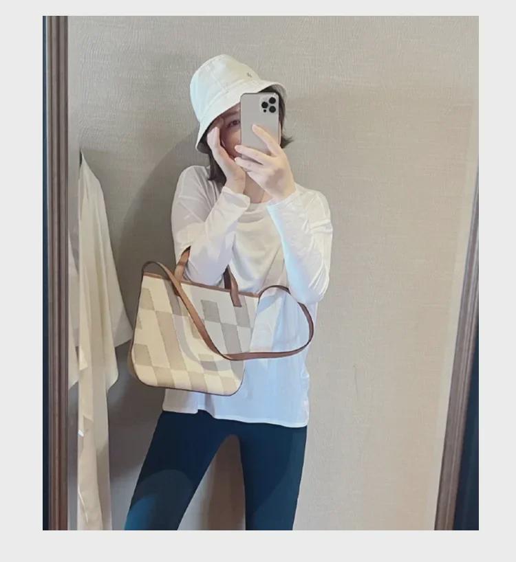 Большая вместительная сумка-тоут из холста и натуральной кожи - женская сумка из твила для ношения в руке и через плечо