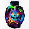 Мода на Хэллоуин с капюшоном с рисунком тыквы для мужчин, забавная повседневная толстовка с длинными рукавами и 3D-принтом, свободный свитер с капюшоном