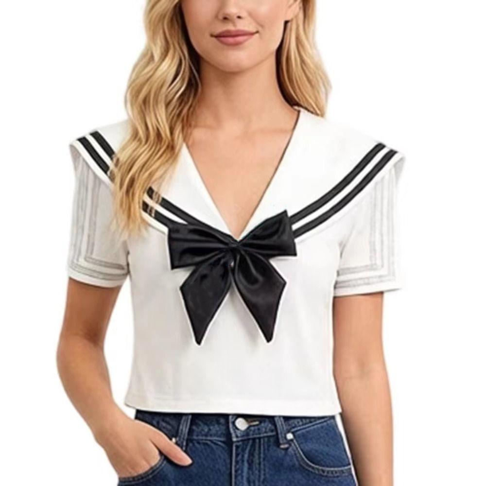 Cape Blouse False Collars White Collar Shawl Simple Striped Sailor Fake Collar  Women