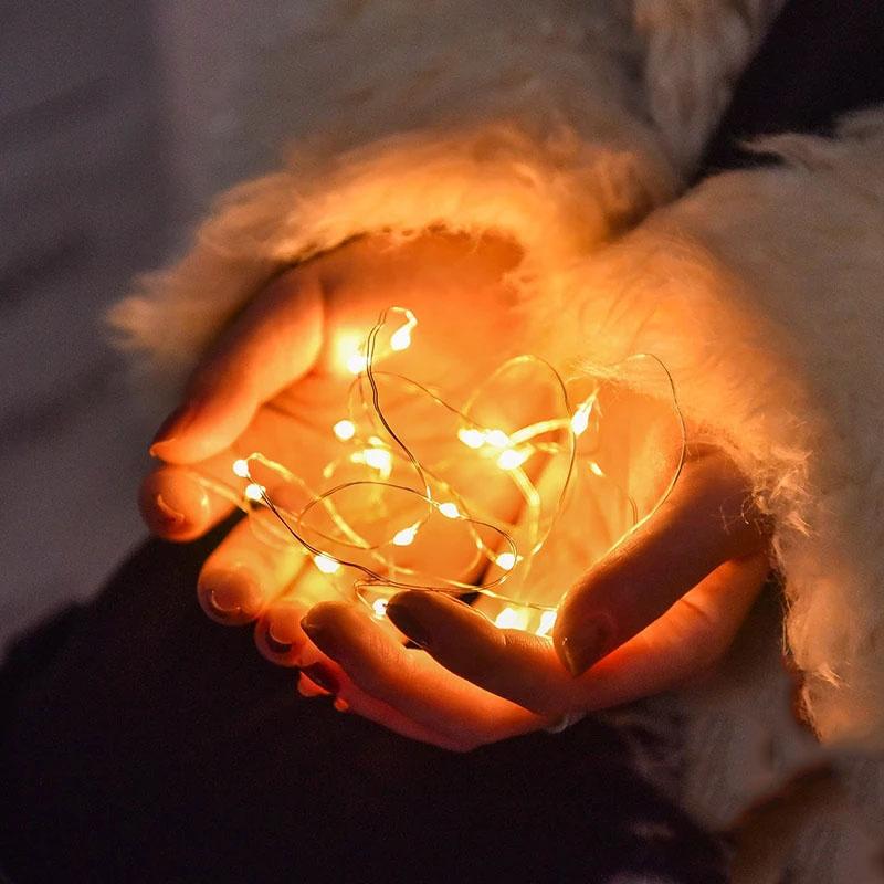 Светодиодные гирлянды на открытом воздухе Сказочная гирлянда USB-светильники из медной проволоки для рождественской вечеринки и свадьбы