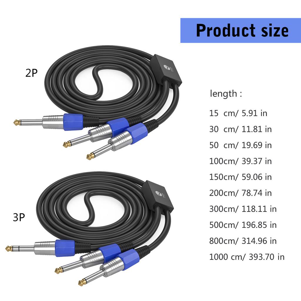 15 см-10 м 6,35 мм аудиокабель штекер-двойной штекер стерео шнур Y-разветвитель проводная линия для микшеров и усилителей
