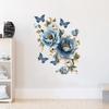 Blue Flower Butterfly Wall Sticker for Home Decor, Self-Adhesive Removable Decal for Living Room Bedroom Entrance