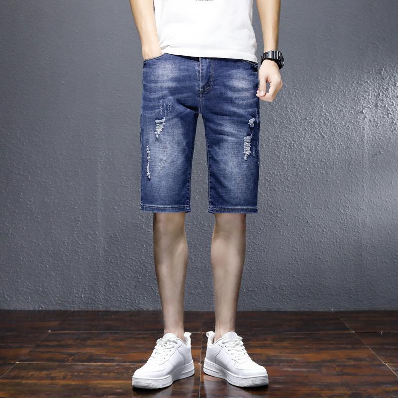 Hole Five-point Pants Plus Size Jeans Spring Summer Men's Mid-waist Loose Shorts