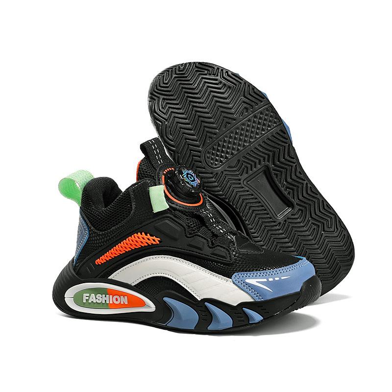 Boys Mesh Sneakers Medium and Older Children's Button Running Shoes Children's Shoes Spring Skates Popular Basketball Shoes