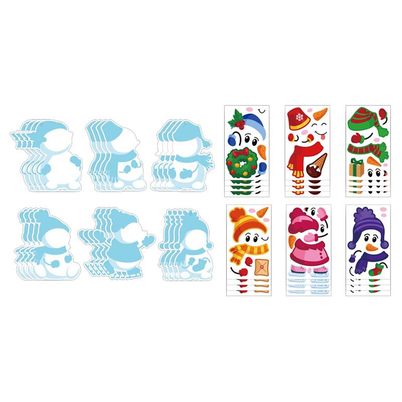 24 Sets Christmas Snowman Craft Kits - Winter Diy Ornaments Decorations Art Sets - Make Your Own Snowman Stickers Arts And Craft