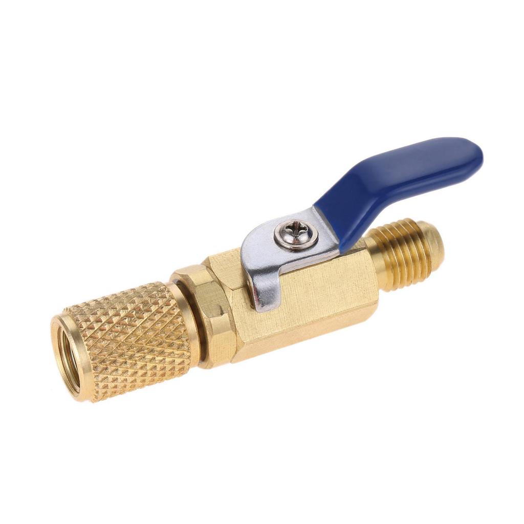 Refrigeration Ball Valve Connector for R12, R134A, R410A with 1/4SAE Inner and Outer Connections (BV1414)