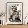 Tiger Sitting On the Toilet Wall Art Decoration Painting Interesting Home Decoration Canvas