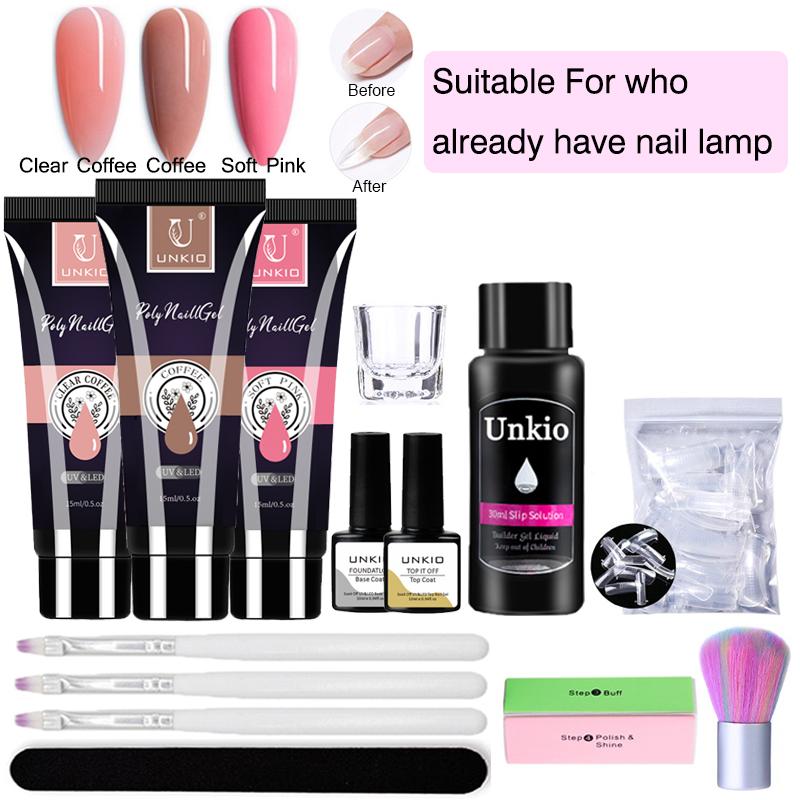 15Pcs Poly Nail Gel Set UV LED Quick Nail Builder With 54W UV Lamp Nail Extension Set For Beginner