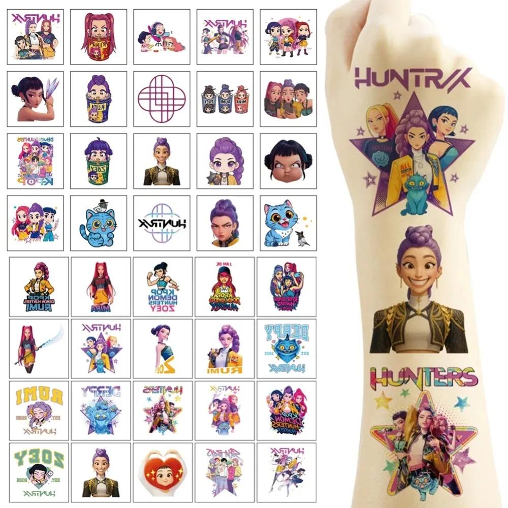 20 шт. K-pop Тату Охотник на демонов Мультяшное Аниме Наклейки Охотники на демонов Смешные Временные татуировки для Фанатов Подарки на День рождения