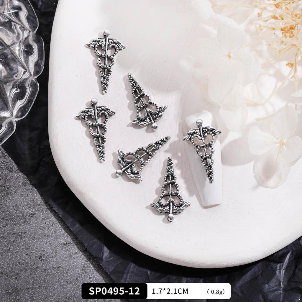 10Pcs Halloween Nail Charms Decorations 3D Metal Alloy Skull Cross Vintage Punk Style Nail Art Charms for DIY Manicure Nail Design Art Supplies