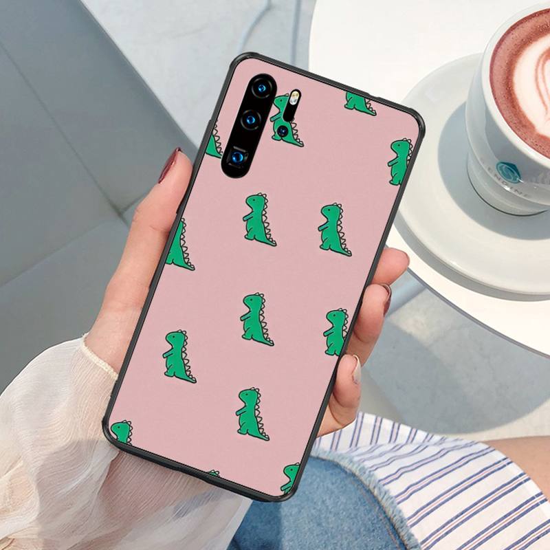 Cartoon Cute Aesthetic Dinosaur Phone Case For Huawei P9 P10 P20 P30 Pro P SMART 2020 2019 P40 Lite Mobile Fundas Cover