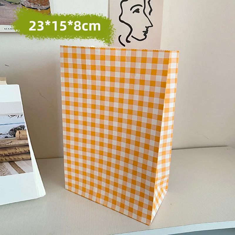 5/10 шт. красочный клетчатый крафт-бумажный пакет для печенья, конфет, подарочная упаковка, вертикальная сумка для хранения на день рождения, милое украшение своими руками