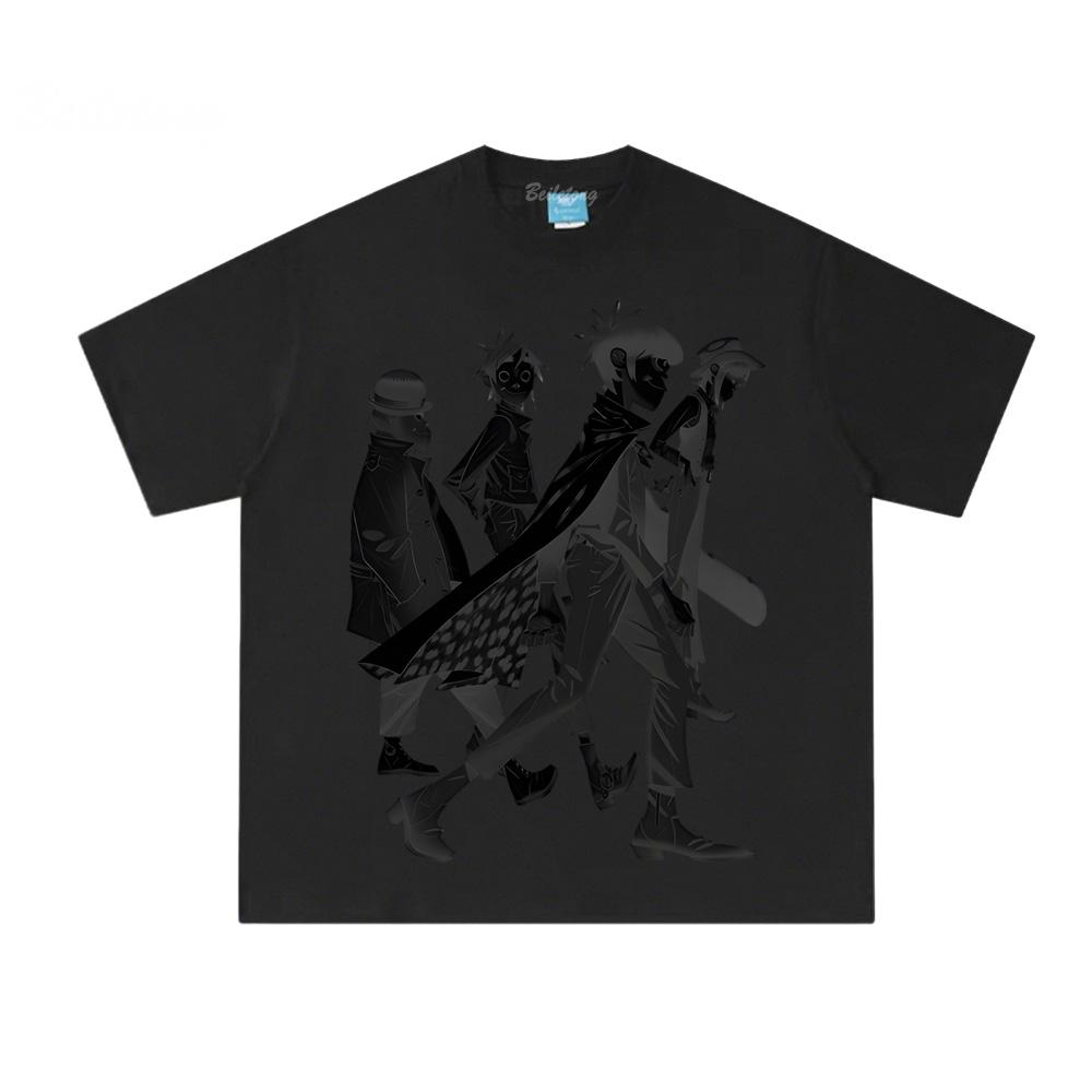 Футболка Shadows Gorillaz Такая же, как на официальном сайте 100% хлопок Модная Удобная Футболки Топы Харадзюку Летняя Футболка с круглым вырезом