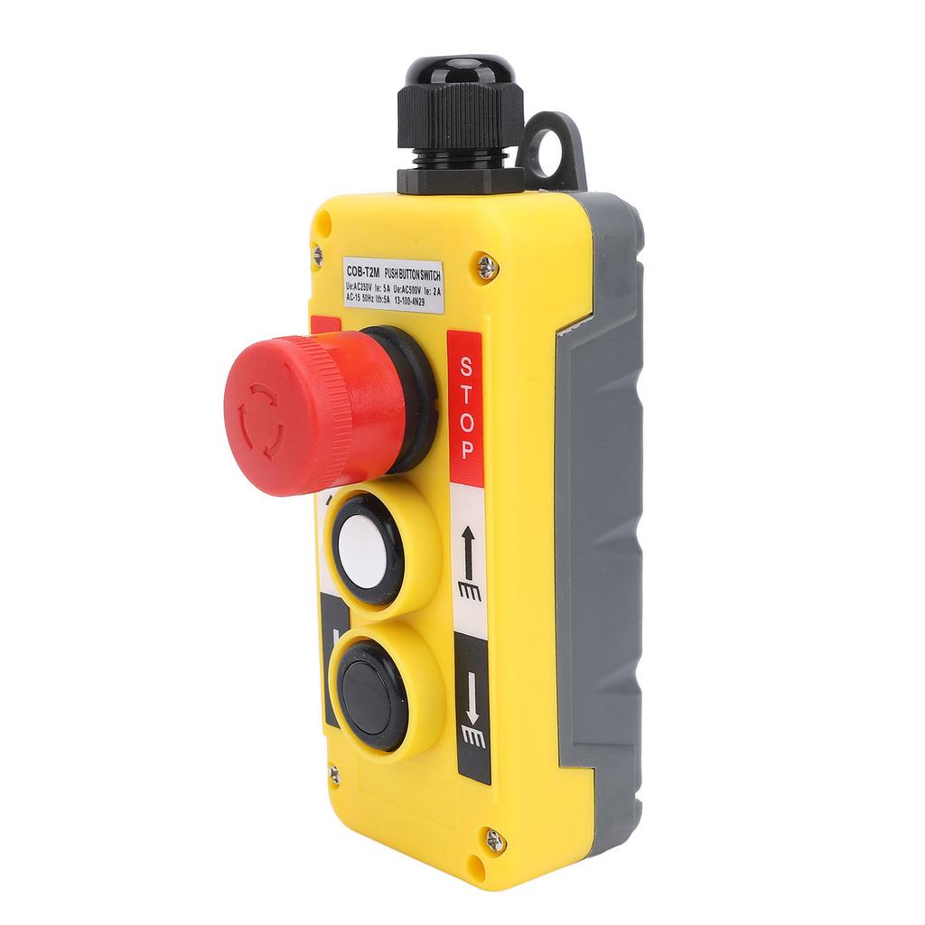 Crane Hoist Controller Push Button Switch Water Resistant 2 Key IP68 Industrial Remote Control with Emergency Stop