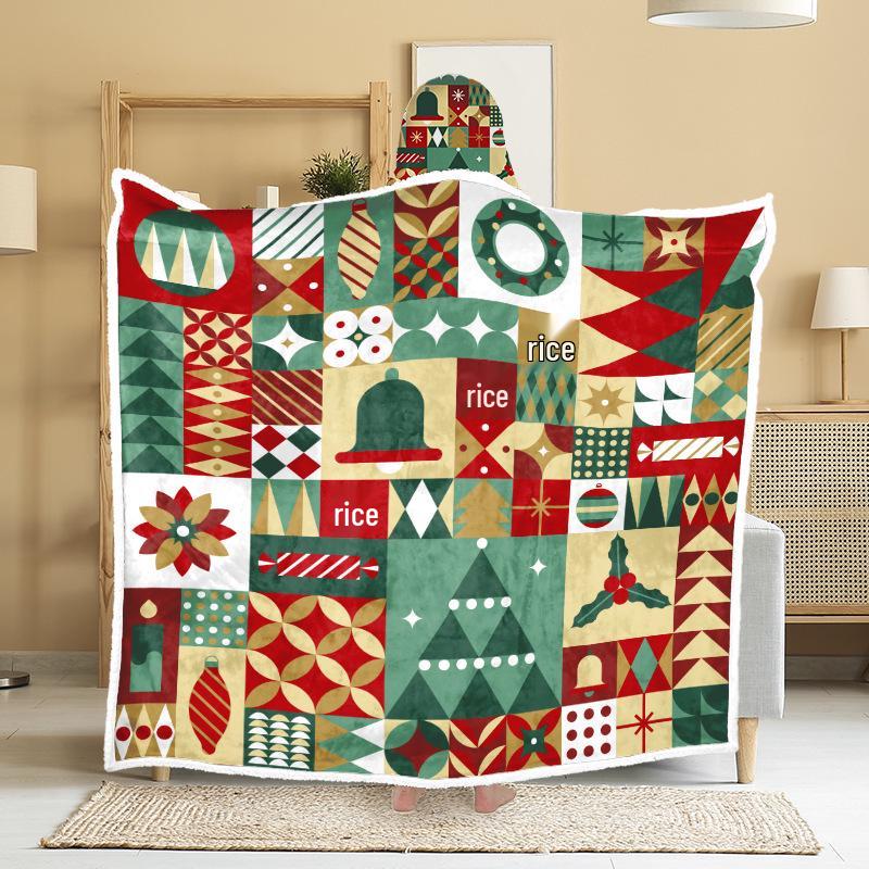 Christmas Festival Wearable Hooded Flannel Blanket Shawl