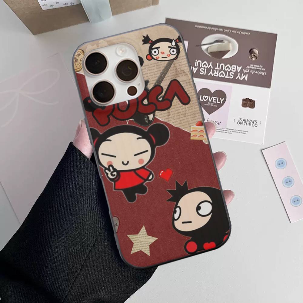 Popular Animation P-Pucca Phone Case For IPhone 17 16 15 11 12 13 14 Pro Max Soft Corrugated Silicone Cover Case