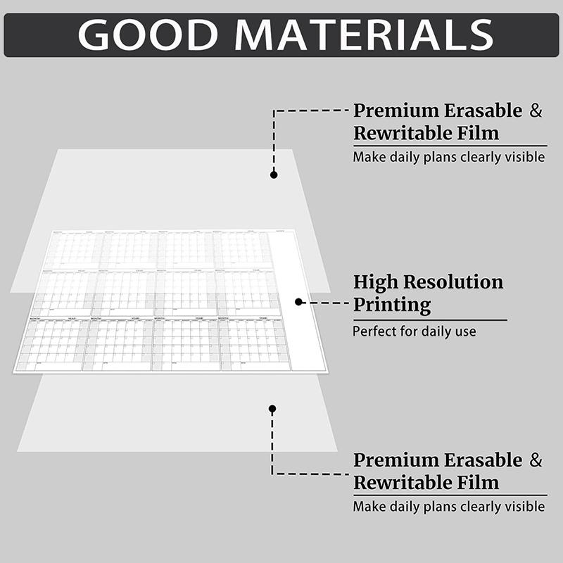 Очень большой недатированный стираемый стираемый планер на год 35X58 дюймов для дома, школы и офиса