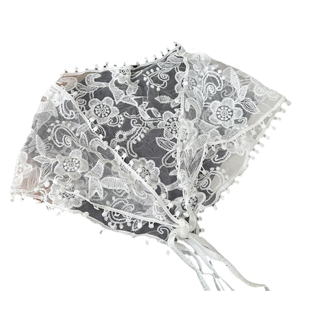 Country Styles Lace Triangle Wrap Embroidered Headscarf Bandanas for Photo Props and Home Decors Fashion Enthusiasts