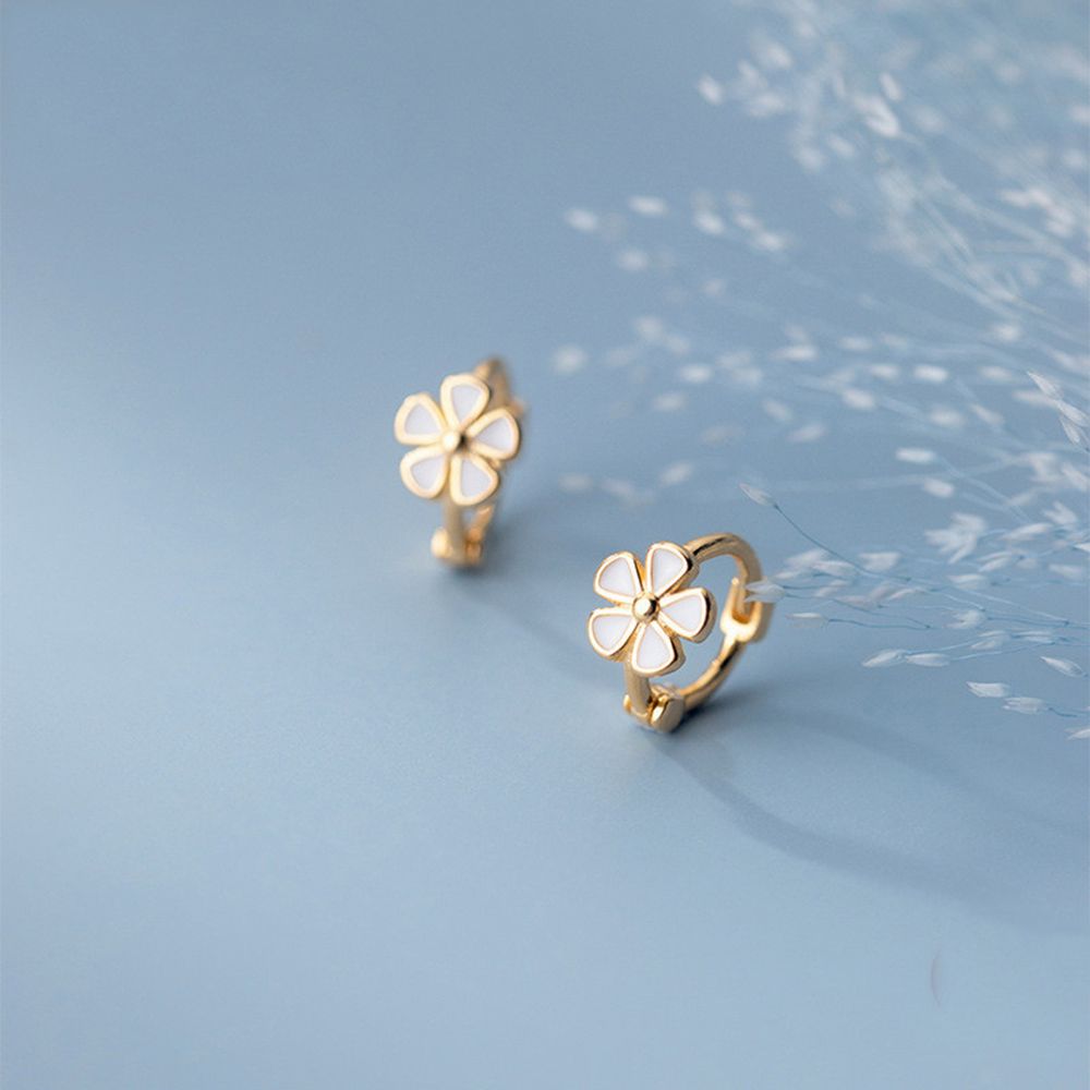 Jewelry Gold Color Geometric Flower Flower Ear Buckles Korean Style Hoop Earrings Women Earrings
