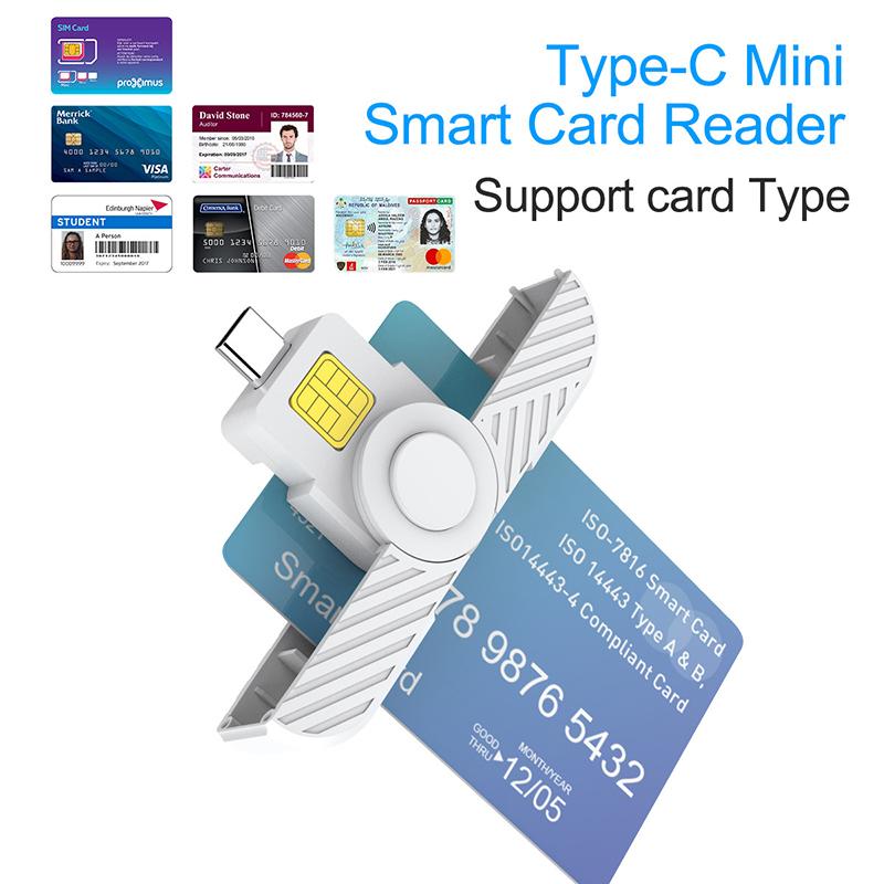 USB-C IC Смарт-кардридер для Банковской карты ID-карты Портативный Type-C Адаптер для SIM-карты для Телефона Ноутбука ПК Подача Налогов Cac