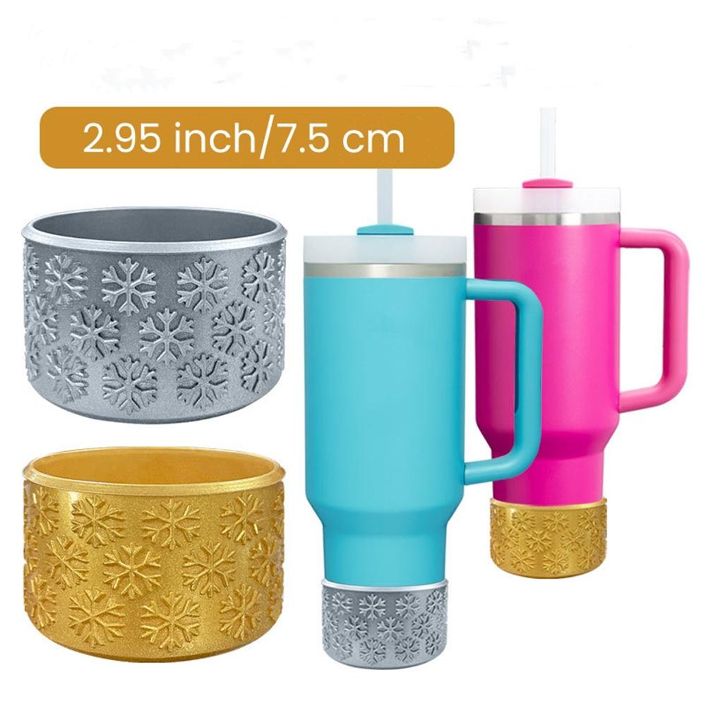 Christmas Snowflake Pattern Silicone Boot Sleeve Protective Water Bottle Bottom Bumper Silicone Cup Cover Compatible Stanley