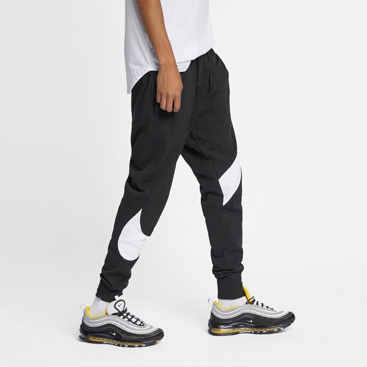 Nike Вязаные спортивные брюки прямого кроя Big Swoosh, мужские брюки, черный, белый цвет AR3087-010