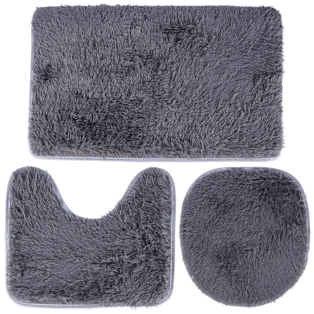 Bathroom Set: Soft, Shaggy Rug, Toilet Seat Cover