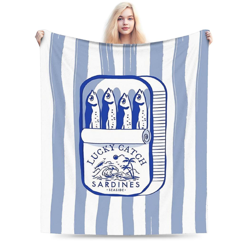 Retro Sardines Plush Blanket Girls Boys Flannel Throw Blanket For Couch Chair Sofa Super Soft Custom Quality Bedspread Gift
