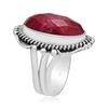 Natural Ruby Gemstone 925 Sterling Silver Trio Shank Beaded Ring For Women & Girls