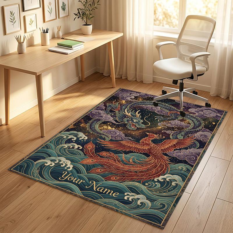 Mystical Spiral Theme Soft Crystal Velvet Rug Custom Name & Text Print Non Slip Floor Rug for Bedroom Living Room