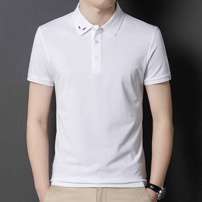 Новая мужская рубашка поло с коротким рукавом и вышивкой, летний трендовый свободный топ, средний и молодой рукав до половины
