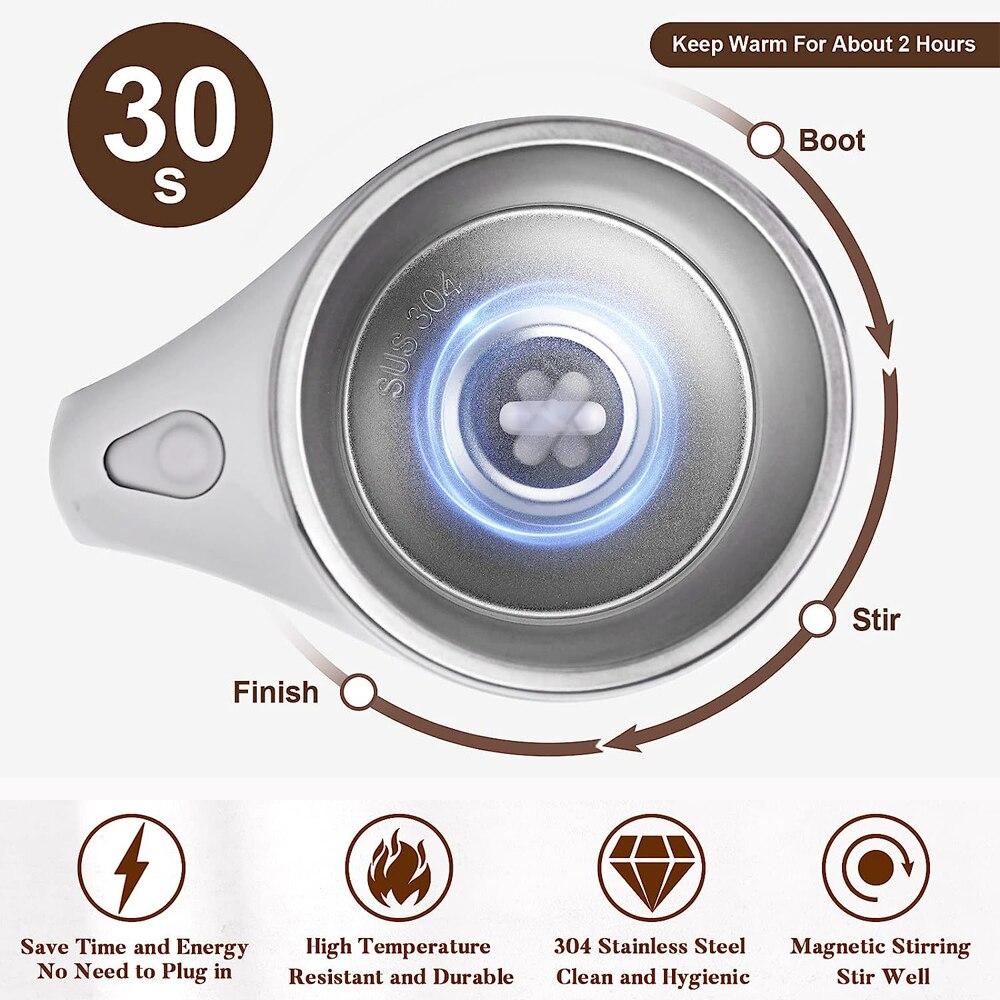 Полностью автоматическая магнитная кружка для перемешивания, перезаряжаемая кофейная чашка из нержавеющей стали для ленивого человека, вращающаяся портативная кофейная кружка для молочного коктейля