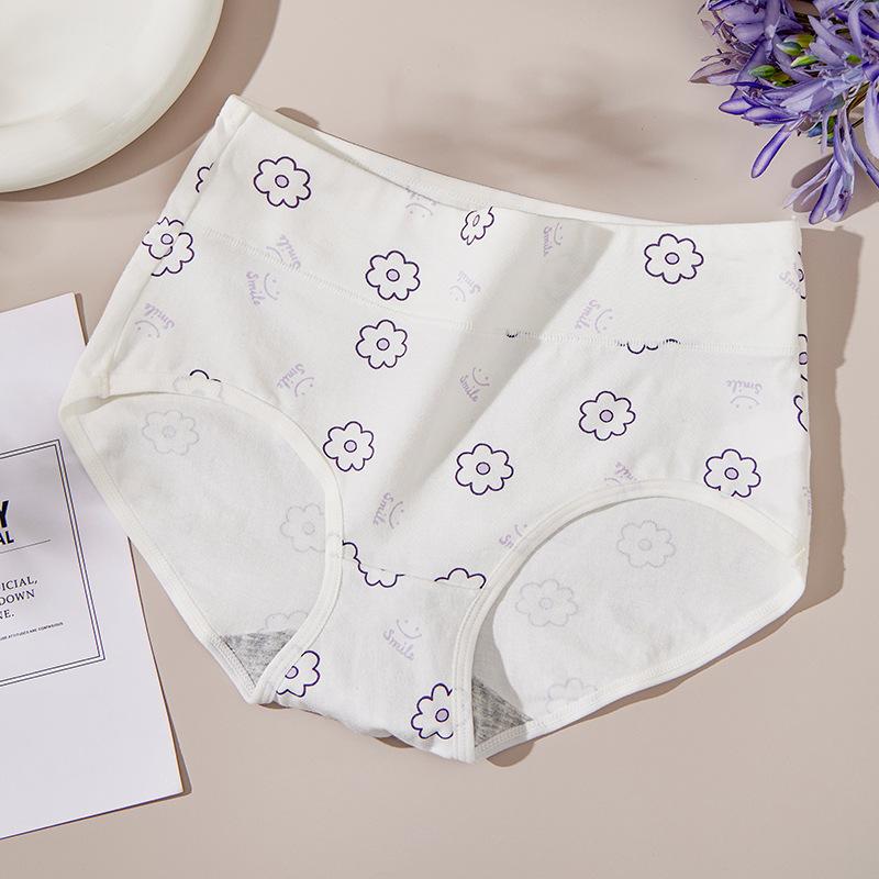 High Waisted Pure Cotton Cute Underwear Printed Japanese Women's Tight and Breathable Briefs
