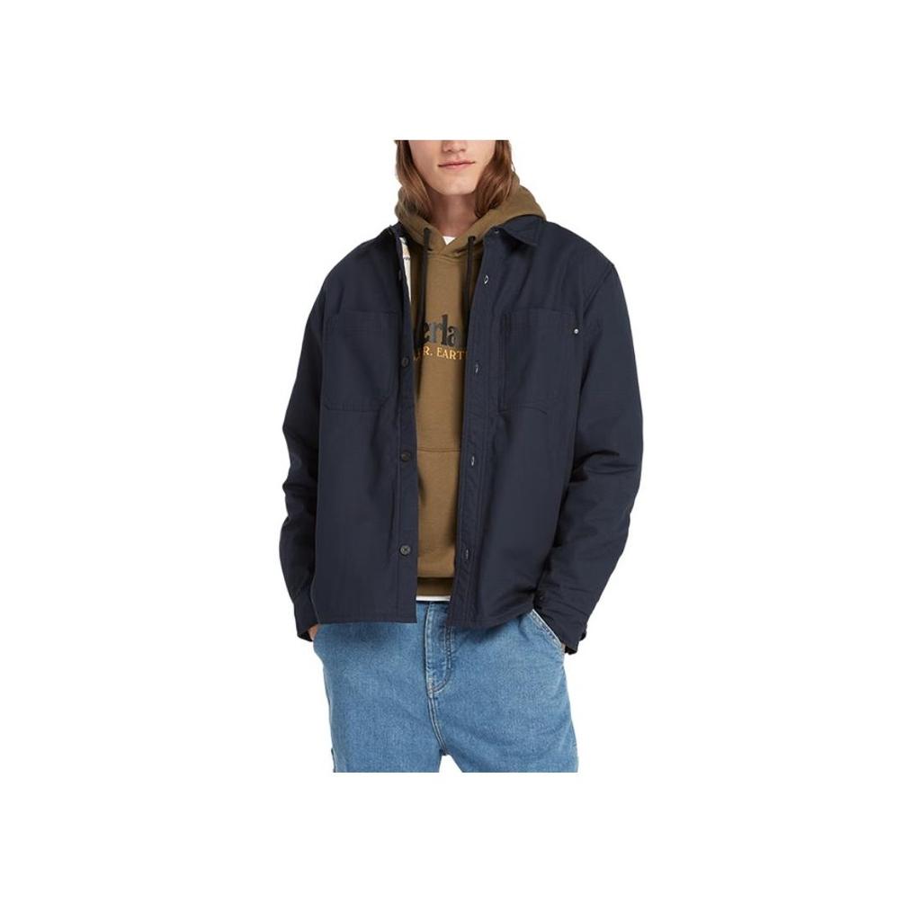 Timberland Однотонная повседневная рубашка с длинным рукавом и карманами, мужские рубашки темно-синего цвета A2CS7-433