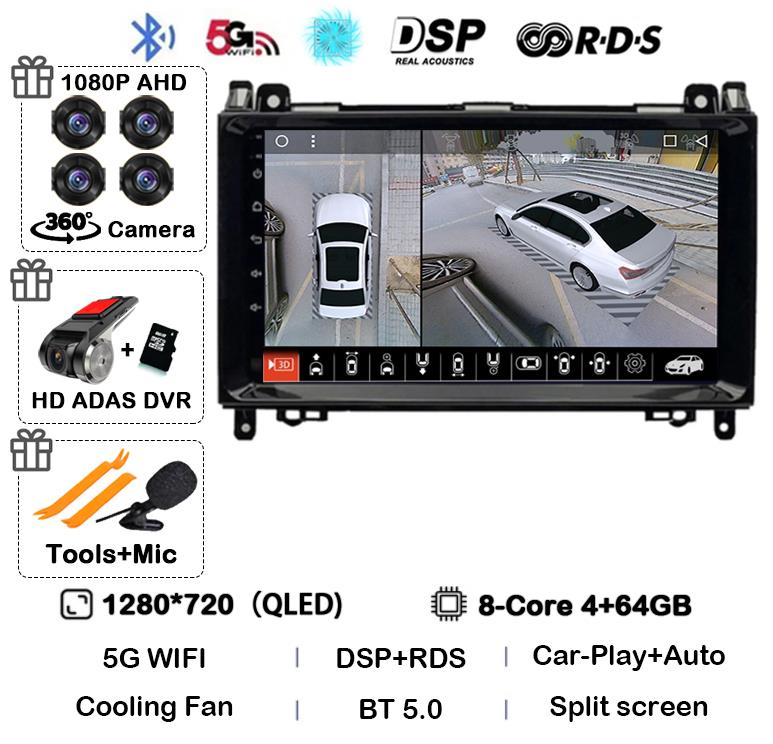 Android 14 автомобильное радио для Mercedes Benz B200 Sprinter W906 W639 AB Class W169 W245 Viano Vito Мультимедиа GPS стерео видеоплеер