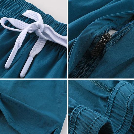 Мужские летние спортивные шорты с эластичной завязкой на талии и карманами на молнии, повседневные шорты, сплошной цвет, широкие пляжные шорты из ледяного шелка