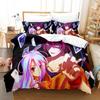 New 3D Printing Kawaii Girls Bedding No Game No Life Bedding Set Cartoon Anime Three-piece Set Adult Kid Bedroom Duvet Cover Set