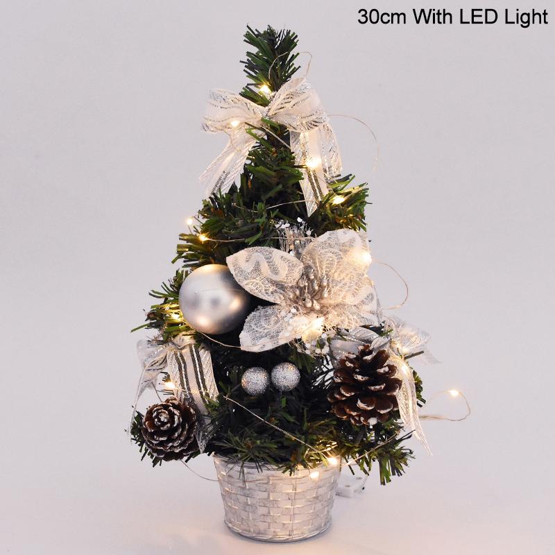 20/30cm Artificial Christmas Tree with LED Light Balls 2025 Christmas Decoration for Home 2025 New Year Gift Xmas Table Ornament
