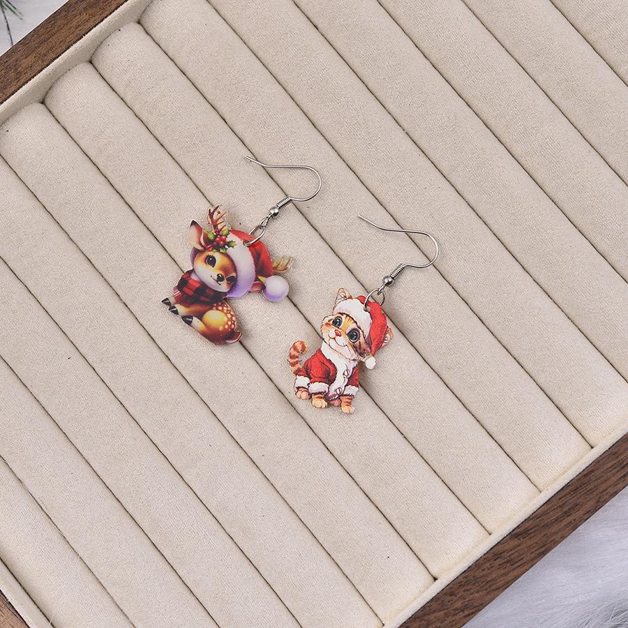 Festive Kitten & Panda Christmas Ball Earrings – Cute and Creative Holiday Jewelry